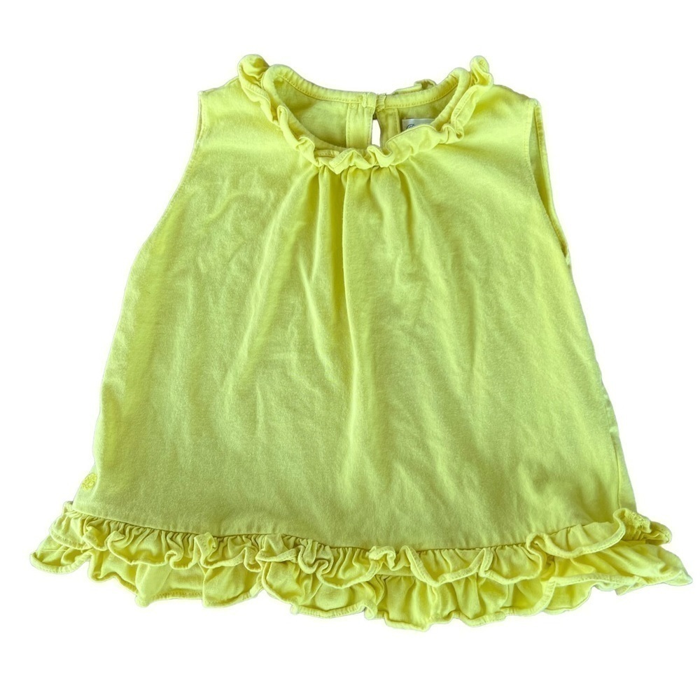 Ralph Lauren Double Ruffle Sleeveless Dress Toddler Size 18 Months Bright Yellow